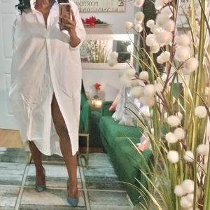 White Collard Shirt Dress